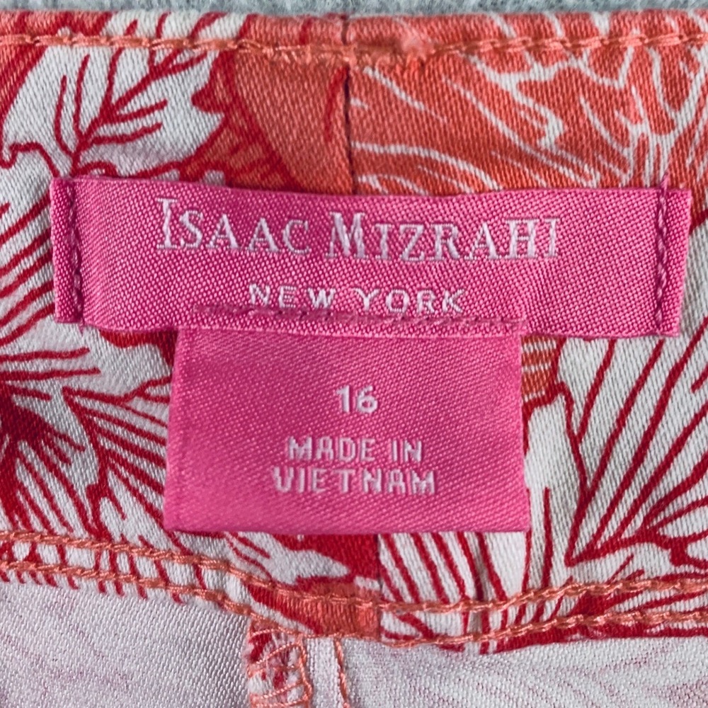 Isaac Mizrahi Floral Shorts Women's 16 Coral Red Stretch Cotton Blend 6" Inseam - Picture 3 of 11